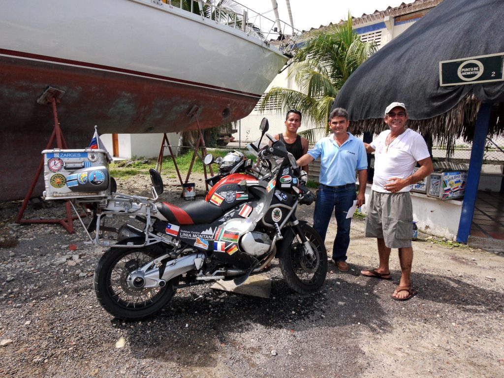 Bike in front of a yacht